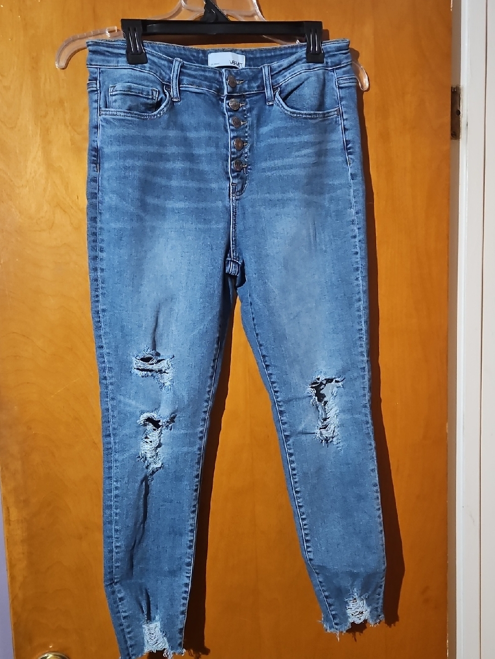 Vervet High-Rise Button-Fly Women’s Distressed Jeans - Blue